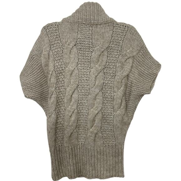 Elsamanda Anthropologie Beige Cable Knit Full Zip Alpaca Wool Sweater Vest Lrg - Picture 3 of 14